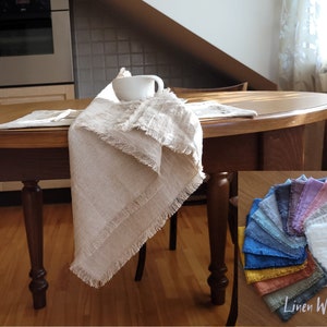 Fransen-Servietten in verschiedenen Farben. Ausfranskante Servietten. Rohrand Leinenservietten. Ostern Tischservietten. Hochzeit Servietten