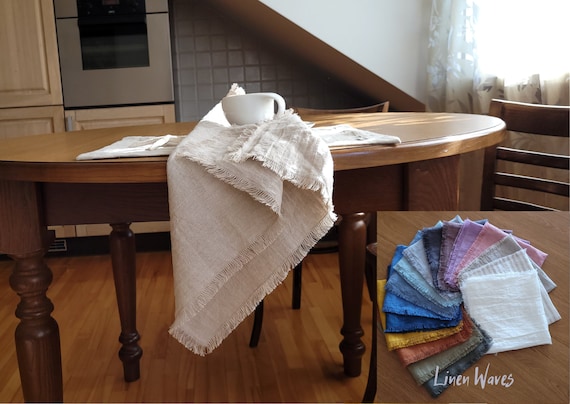 Frayed Oversized Linen Napkins - Set of 4
