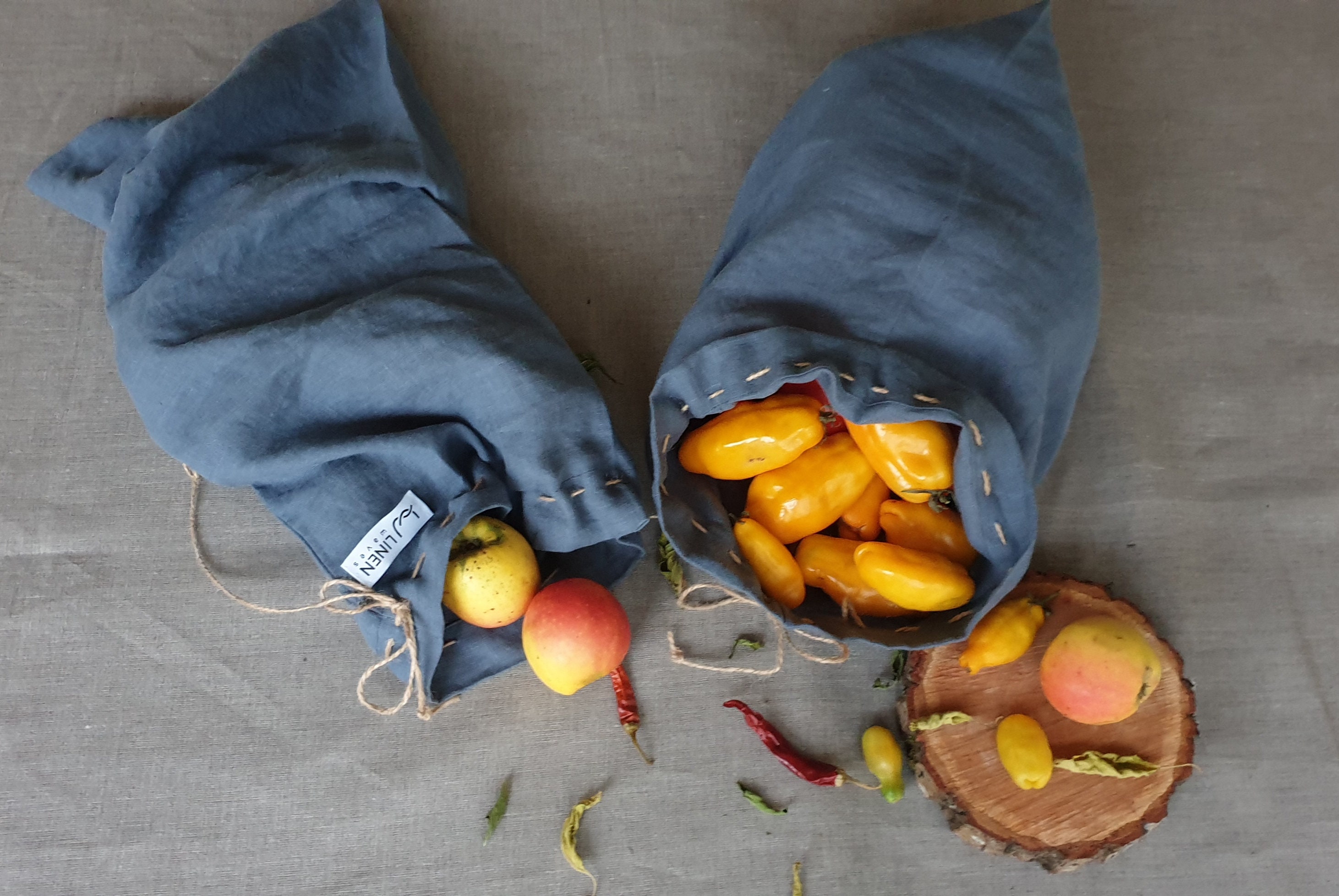 Set of 3 Linen Products Bag. Storage bag. Reusable bag. Linen Etsy