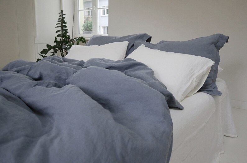 Linen Duvet Cover in Dusty Blue. Linen Bedding in Various Etsy