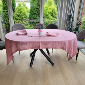 Dusty rose Linen Round, Square, Rectangular Tablecloth. Various colors available. Softened, vintage tablecloth. Width up 92&quot; / 235cm
