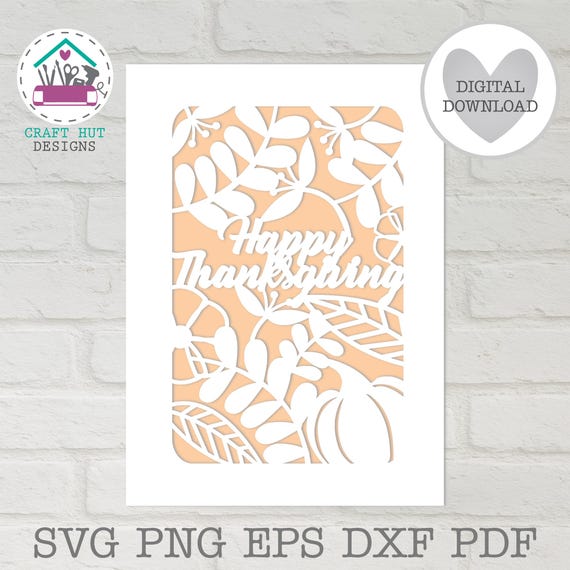 Thanksgiving Card SVG Cut File DIY Papercut Template for Cricut Silhouette Laser Cutting Machines