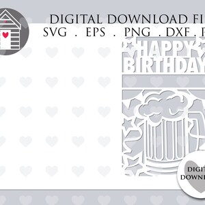 Happy Birthday Beer Mug Card SVG Beer Tankard Card for Him DIY Greetings Card Papercut Personalised Cricut Laser Cut image 2