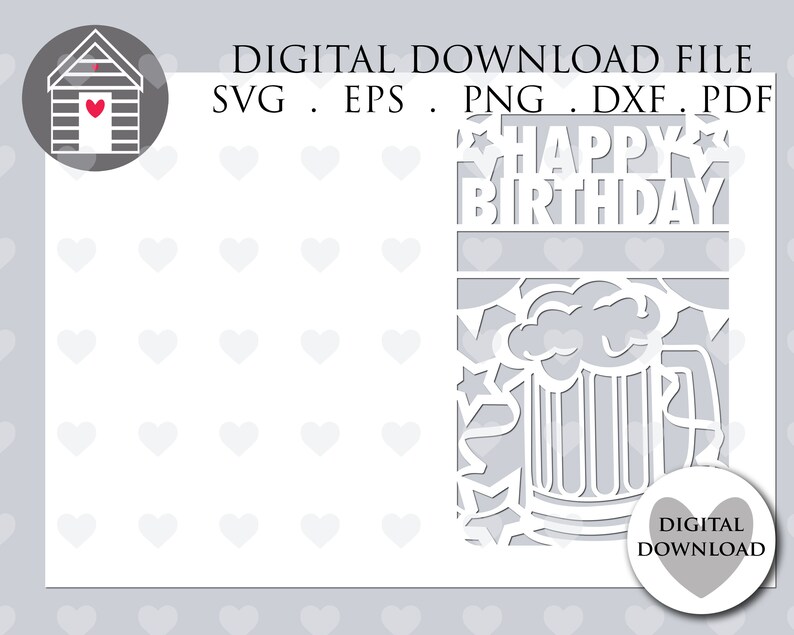 Happy Birthday Beer Mug Card SVG Beer Tankard Card for Him DIY Greetings Card Papercut Personalised Cricut Laser Cut image 2