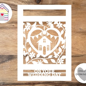 Carte de voeux SVG mariage - personnalisé - fichier numérique - EPS - Pdf - PNG - fichier Dxf - créer le vôtre - fichier Papercut Cricut