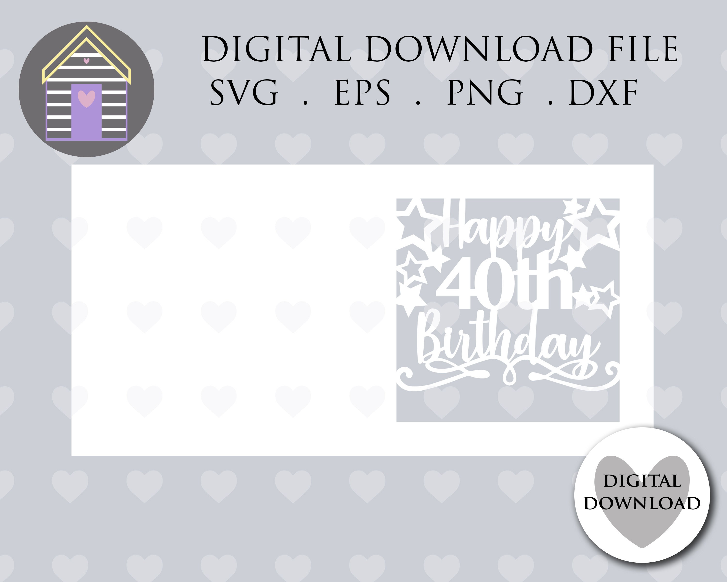 SVG Blank Happy 40th Birthday Card | Personalise Your Card With a Name