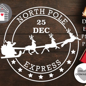 Selo de entrega expressa SVG Pólo Norte - EPS - PNG - Pdf - Arquivo Dxf - Imagem digital - Papai Noel - Arquivo cortado a laser - Papai Noel