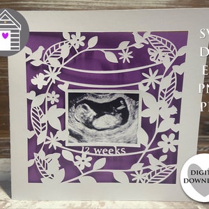SVG Baby Scan Karte Digital Cut Datei EPS PNG Dxf Datei DIY personalisierte Karte Cricut Papierschnitt Projekt Schwangerschaft Scan Foto Baby Shower Card