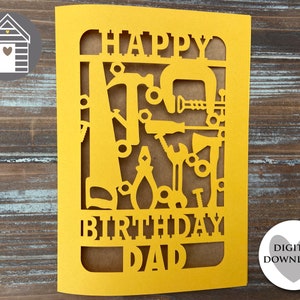 SVG Happy Birthday Card | Tools Joiner Woodwork Shed | Personalise with any Name | Personalize | Digital Cut File -EPS -PNG-Dxf-Pdf file