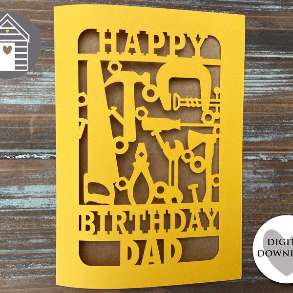 SVG Happy Birthday Card | Tools Joiner Woodwork Shed | Personalise with any Name | Personalize | Digital Cut File -EPS -PNG-Dxf-Pdf file