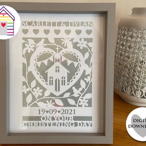 SVG Battesimo Carta Tagliata Regalo File Digitale Tagliato EPS PNG Dxf file Fai da Te Regalo Personalizzato Modello Cricut Laser Carta Tagliata File Plotter