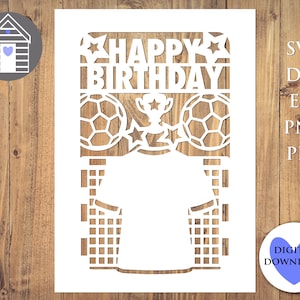 SVG Handball Karte - Alles Gute zum Geburtstag Sportkarte - Digitalschnitt Datei -EPS -PNG-Dxf Datei - Machen Sie Ihr Eigenes Papierschnitt Design - Personalisieren Sie Sich