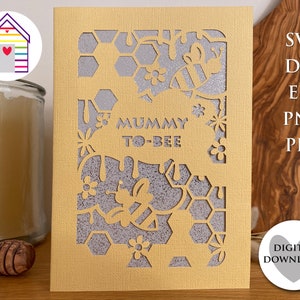 Future maman SVG - carte abeille - fichier numérique Papercut - Eps - Dxf - Png - baby shower - enceinte - future maman - carte de fête des mères - maman