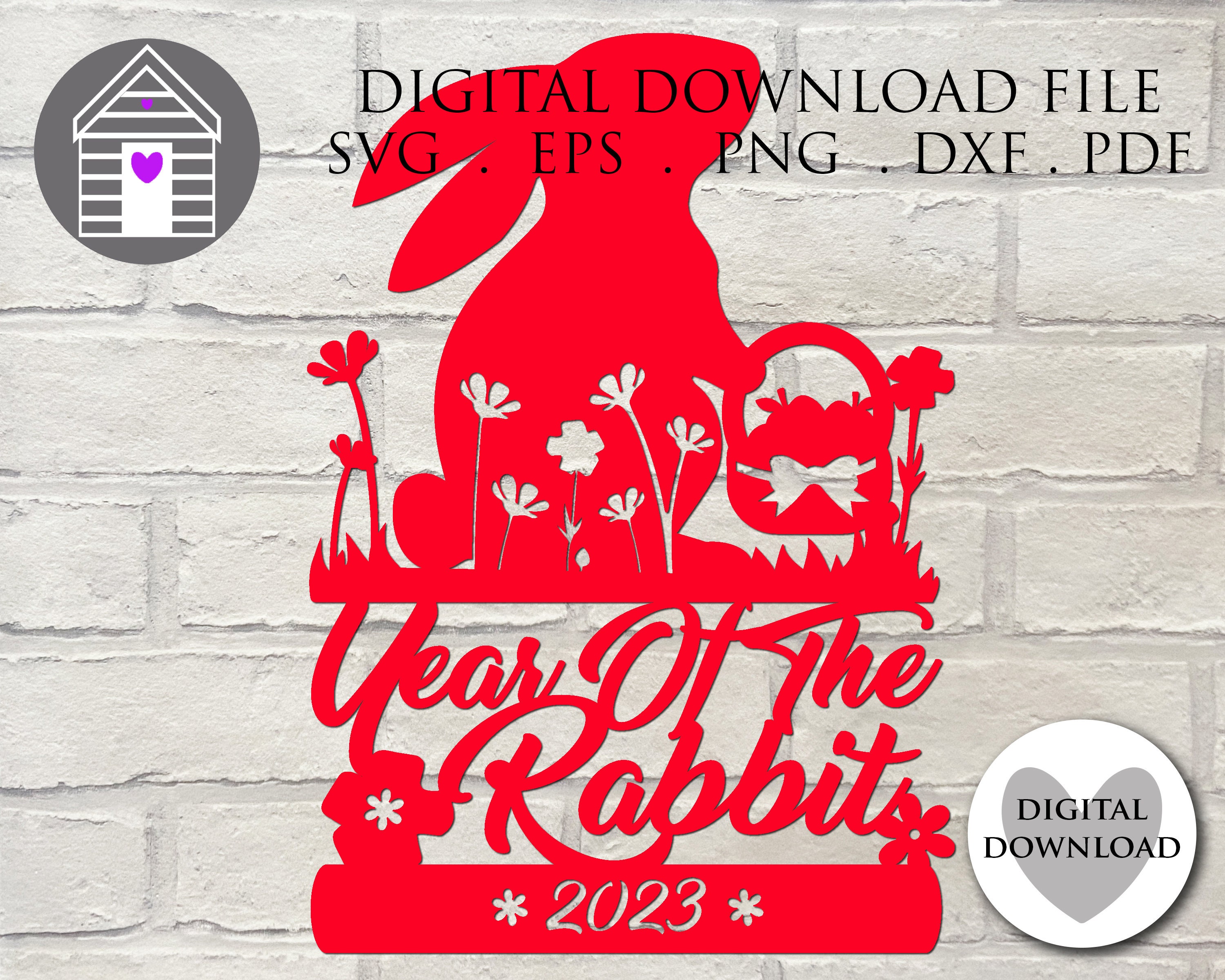 SVG Year of the Rabbit 2023 Chinese New Year Digital Cut - Etsy Finland