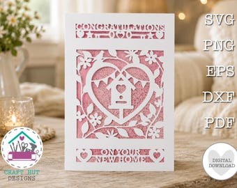 Arquivo SVG para corte a laser com desenho de pássaro floral para cartão de boas-vindas para Cricut.