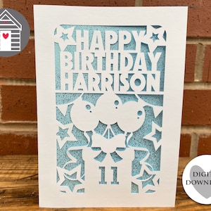 SVG Happy Birthday Personalized Card Digital Cut File EPS PNG Dxf Pdf file Diy Papercut Design Template General Birthday Card Blank