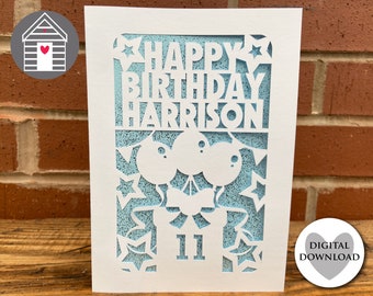 SVG Happy Birthday Personalized Card Digital Cut File EPS PNG Dxf Pdf file Diy Papercut Design Template General Birthday Card Blank