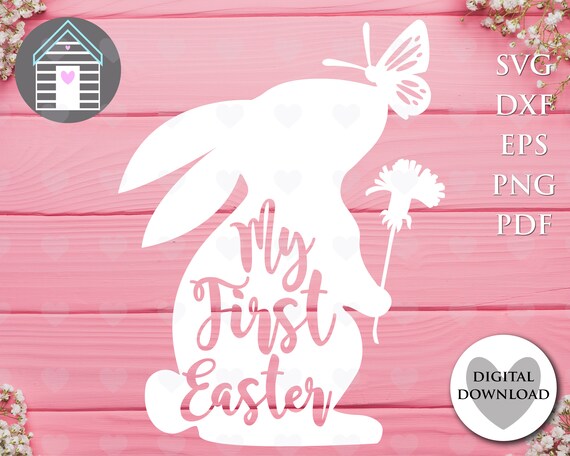 My First Easter SVG Spring Rabbit with Butterfly Easter Baby Gift DIY Cricut Spring Gift