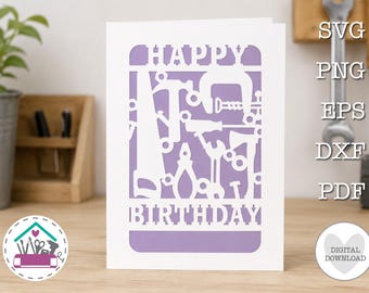 Personalised Happy Birthday Card SVG Tools Card Handyman Joiner DIY Laser Cut File