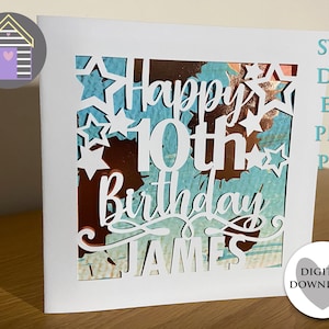 SVG Blanko 10. Geburtstagskarte | Personalisieren Sie Ihre Karte - Digital Cut File -EPS -PNG-Dxf Datei - Machen Sie Ihre eigene Karte - Papierschnitt Design