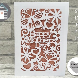 Cartão feliz do dia das mães SVG de <br> Entrega Rápida? Arquivo de corte digital -EPS -PNG-Dxf-Pdf | Faça seu próprio cartão com Cricut |Papercut Design| Mãe | Mamãe | Mãe