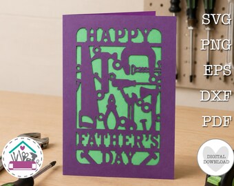 Fathers Day Card SVG Tool Laser Cut Papercut Card Handyman Dad DIY Dad Fathers Day Cricut and Cutting Machines