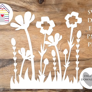 SVG Wildflower Meadow - Pole kwiatów - Cyfrowy plik do cięcia - EPS - Plik PNG-Dxf - Dzień Matki - Wiosna - Lato - Natychmiastowe pobranie pliku