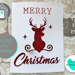 Cricut Joy Ready - Arquivo de corte de cervo de feliz Natal SVG - EPS - Png - Dxf - Arquivo PDF - Faça você mesmo faça seu próprio cartão - Design simples e fácil para iniciantes