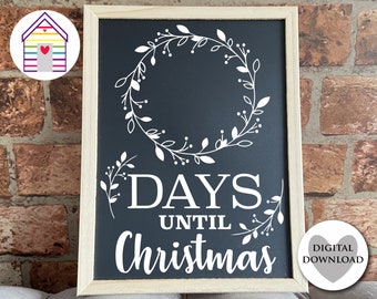 Christmas Countdown SVG Laser Cut File Cricut Blackboard Wreath Design