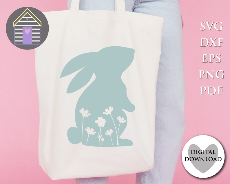 Rabbit With Flowers SVG Easter Bunny Laser Cut File Spring Cricut ...