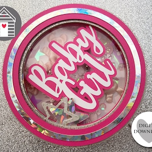 SVG 3D Shaker Neues Baby Mädchen Kuchen Topper - Schnittdateien für Cricut oder Schneidemaschine - Eps - Dxf - Png - Pdf - Babyparty - Gender Reveal