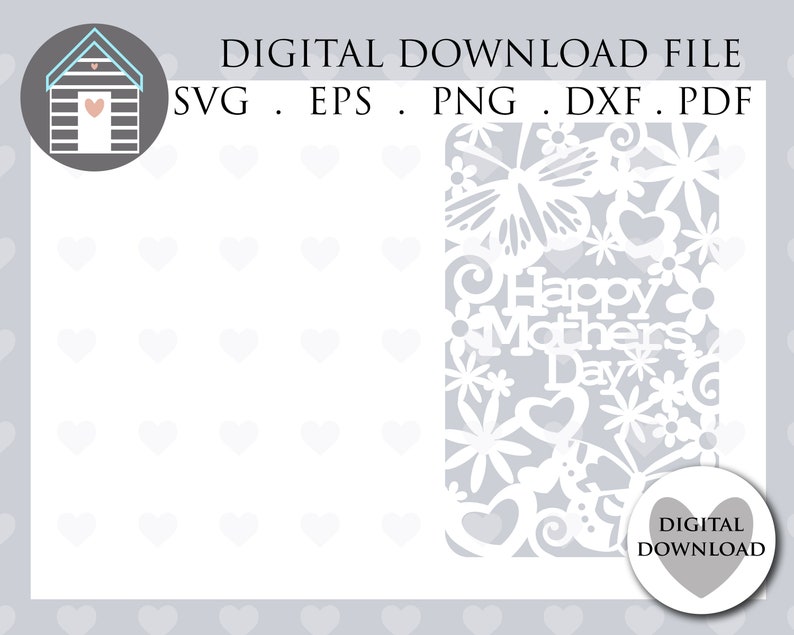 May include: White digital download file for a Happy Mother's Day card with a floral design and the text "Happy Mother's Day".