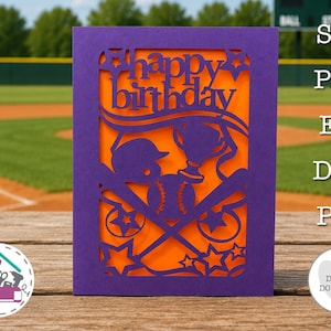 Baseball Birthday Card SVG Happy Birthday Greetings Card Laser Cut Template Sports Fan Cricut Project