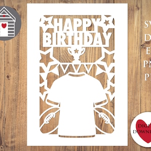 SVG American Football - Glückwunschkarte zum Geburtstag - Digital Cut File -EPS -PNG-Dxf Datei - Machen Sie Ihr Eigenes Papierschnittdesign - Sportfan
