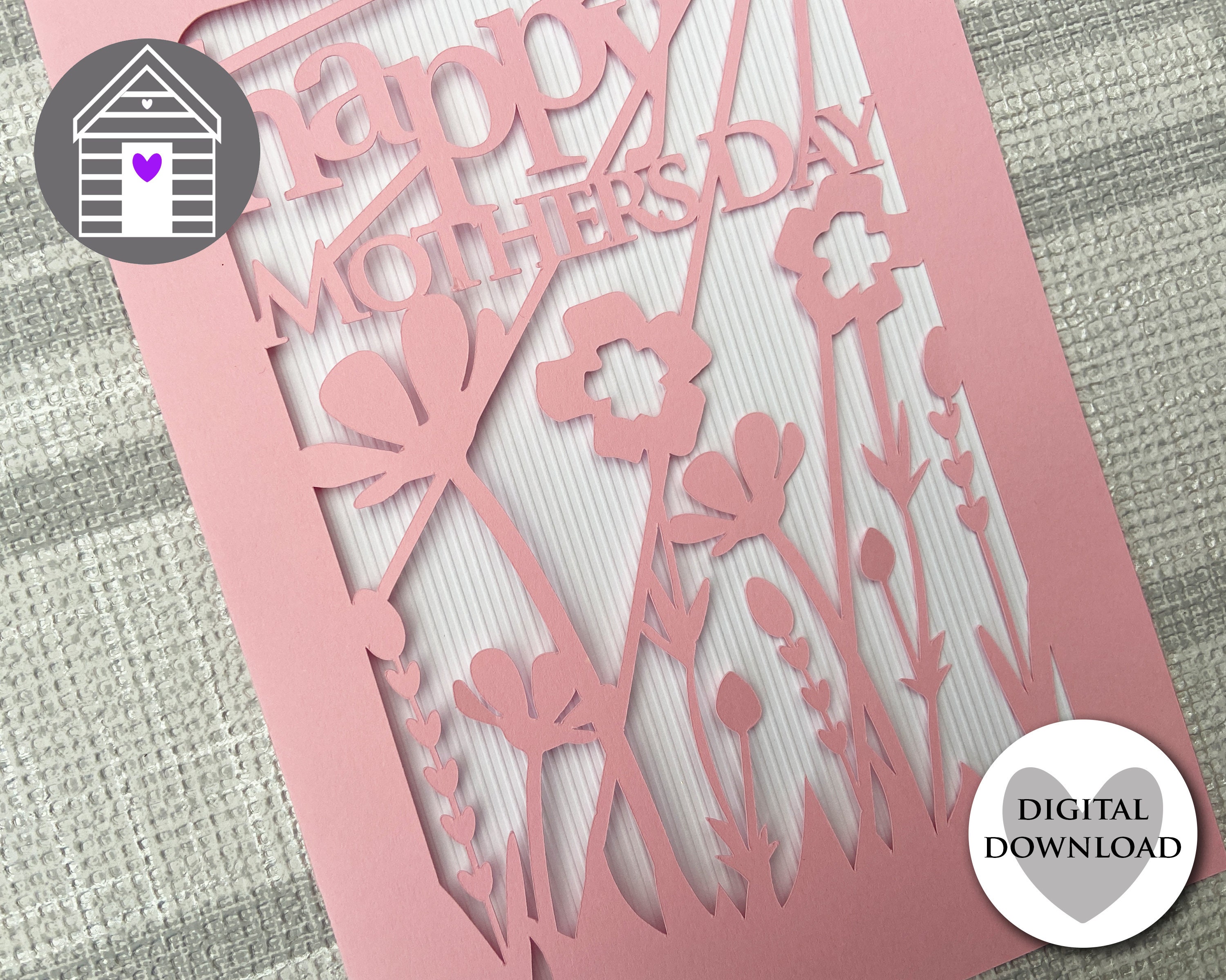 Floral Mothers Day Card SVG DIY Laser Cut File for Cricut DIY Papercut ...