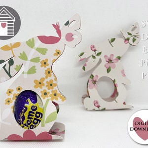Conejo de Pascua SVG - Porta huevos - Plantilla digital para hacer tu propio - Archivo de corte de primavera - Archivo EPS - PNG - Dxf - Regalo - Cricut - Corte láser