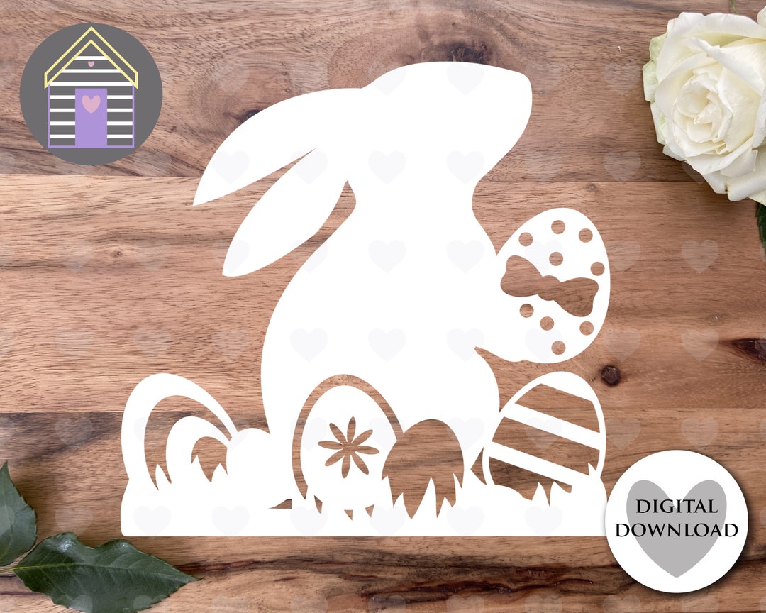 SVG Easter Bunny With Easter Eggs - Digital Product Cut File -EPS -png ...
