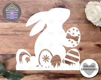 Easter Bunny SVG Spring Rabbit Easter Eggs Laser Cut File