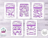 Bundle of 5 Happy Birthday Cards for Her Templates Personalized Card Digital Laser Cut DIY Papercut SVG Cricut Silhouette Cutting Machine