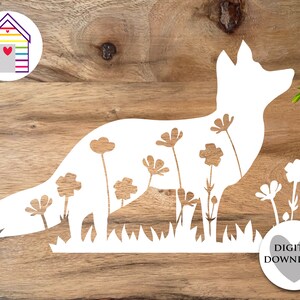 SVG Fuchs in Blumen - Frühling Sommer Wiesenfuchs - Digital Cut Datei -EPS -PNG-Dxf Datei - Bauernhaus - Land Aufschlag geschnitten