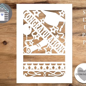 Tarjeta de felicitación de graduación SVG - Graduado - Archivo de corte digital - EPS - PNG - Dxf - Graduado - Universidad - Personalizar - Personalizar