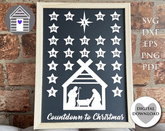 Christmas Countdown SVG: Nativity Advent Calendar Cut File (Digital Download)