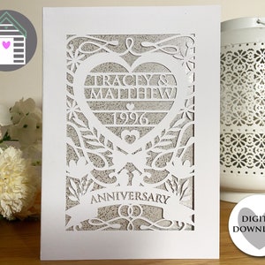 SVG Happy Anniversary Greetings Card - Digital Cut File -EPS -PNG-Dxf file - Make Your Own Personalized Card - Cricut Papercut