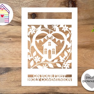Première carte de communion SVG - fichier numérique découpé - EPS - fichier PNG-Dxf - faire votre propre carte personnalisée - Cricut Papercut