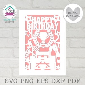 Formula One Car SVG Happy Birthday Card Racing Car Cricut Cut File F1 Birthday Party Theme