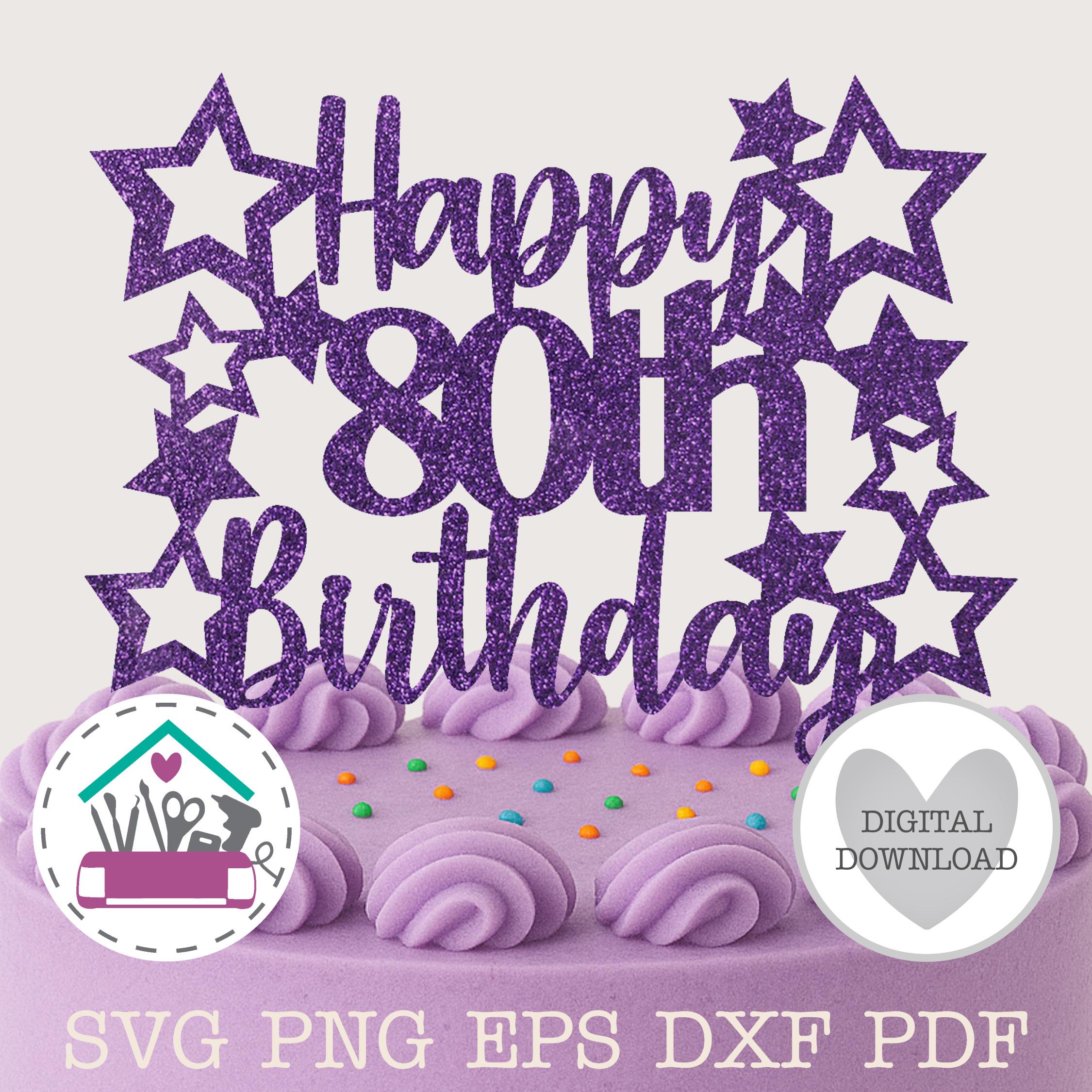 Decorazione per torta 80° compleanno – Happy 80th Birthday Decorazione per uomo e donna – Decorazione per torta nera con Hello 16 Glitter Cake Topper