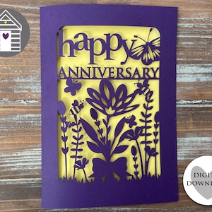 Biglietto di auguri per l'anniversario di SVG - File di taglio digitale - File EPS - PNG - Dxf - Crea il tuo biglietto - Cricut Papercut - Taglio laser - Plotter