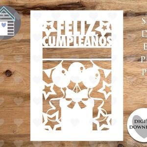 Tarjeta SVG Feliz Cumpleaños / Personaliza tu tarjeta / Archivo de corte digital -EPS-PNG-Dxf-Pdf / Crea tu propia tarjeta Cricut / Diseño Papercut