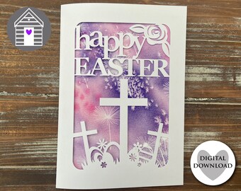Easter Cross Religious Christian Card Jesus SVG Papercut Greetings Card Template