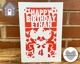 Personalized Happy Birthday Card SVG DIY Papercut Design General Birthday Design for Laser Cricut Project